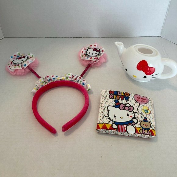 Hello Kitty Toy Lot; includes headband, McDonalds teapot no lid, and soft book - Picture 1 of 12